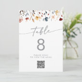 Whimsical Wildflower QR Code Table Numbers 招待状 (スタンド正面)