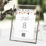 Whimsical Wildflower QR Code Table Numbers 招待状<br><div class="desc">Bring effortless boho charm to your reception tables with these whimsical wildflower qr code table numbers. The design features seamless hand-painted burgundy, red, navy, blue, yellow, and blush wildflowers with botanical leaves. These table markers make your event feel intentional, cohesive, and beautifully styled. The built-in QR code adds a modern...</div>