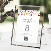 Whimsical Wildflower QR Code Table Numbers 招待状