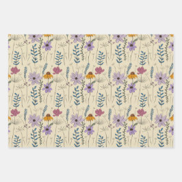 Whimsical Wildflower Seamless Pattern ラッピングペーパーシート
