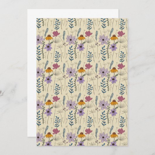 Whimsical Wildflower Seamless Pattern 招待状 (正面/裏面)