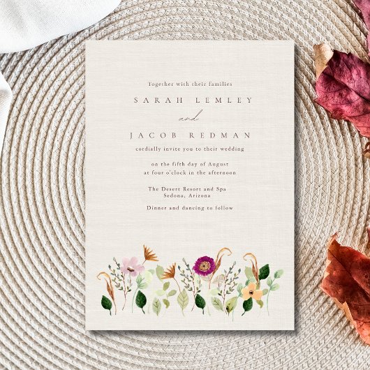  whimsical wildflower wedding invitation 招待状