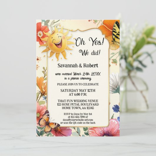 Whimsical Wildflower Wedding Reception Photo 招待状 (スタンド正面)