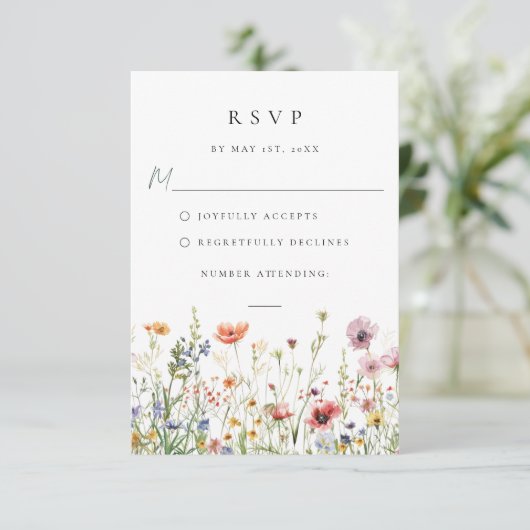 Whimsical Wildflower Wedding RSVP Card (スタンド正面)