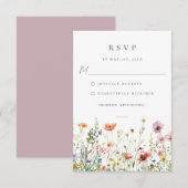 Whimsical Wildflower Wedding RSVP Card (正面/裏面)