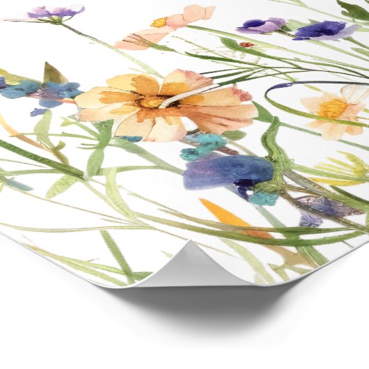 Whimsical Wildflower Wedding Seating Chart ポスター (角)