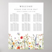 Whimsical Wildflower Wedding Seating Chart ポスター (正面)