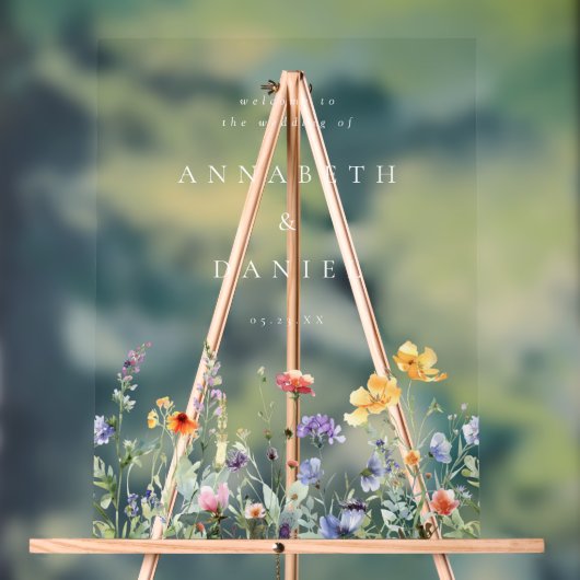 Whimsical Wildflower Wedding Welcome アクリルサイン (ニュートラル)