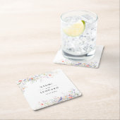 Whimsical Wildflowers & Blue Birds Watercolor スクエアペーパーコースター (インサイチュ)