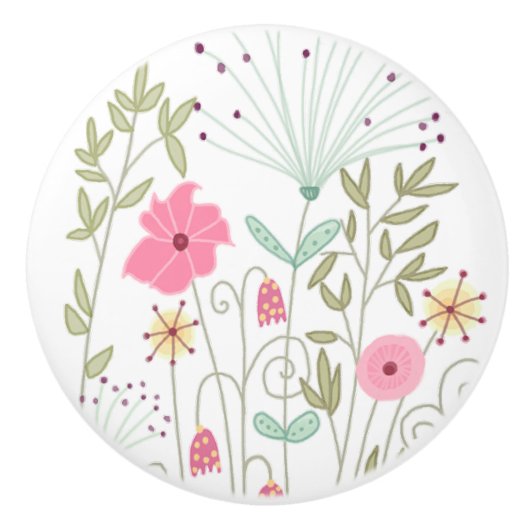 Whimsical Wildflowers Ceramic Knob セラミックノブ (正面)