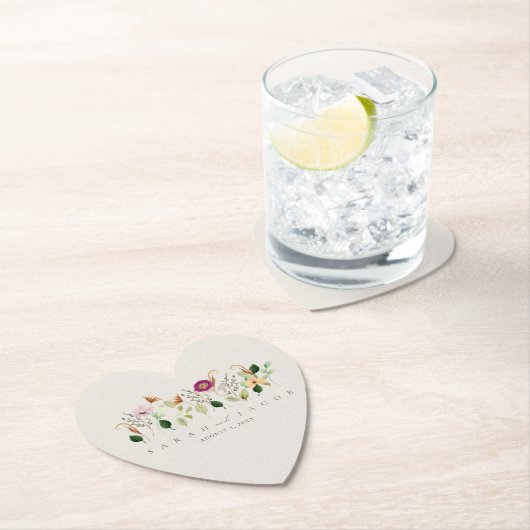 Whimsical Wildflowers Garden Wedding ペーパーコースター (インサイチュ)