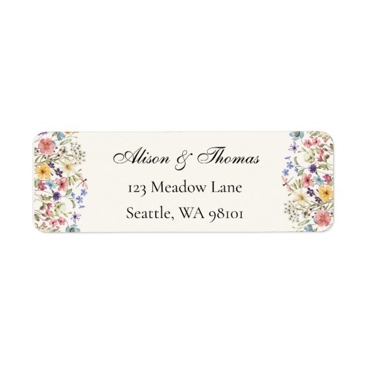 Whimsical Wildflowers Meadow Wedding  ラベル (正面)