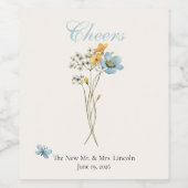 Whimsical Wildflowers Meadow Wedding ワインラベル (シングルラベル)