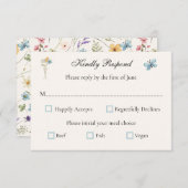 Whimsical Wildflowers Meadow Wedding  出欠カード (正面/裏面)