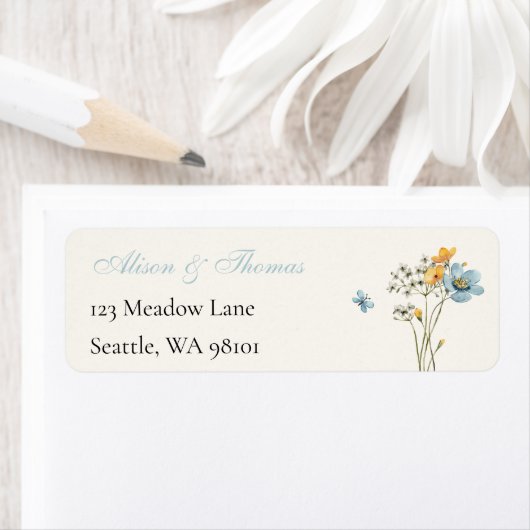 Whimsical Wildflowers Meadow Wedding  Label ラベル (インサイチュ)