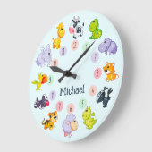 Whimsical Wildlife：かわいい動物の友達たち ラージ壁時計 (傾斜)