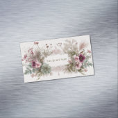 Whimsical Wine Floral Wreath Sage Folk Art マグネット名刺 (インサイチュ)