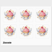 Whimsical Winged Cupcake – Cute design. スクエアシール (シート)