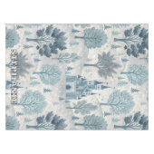Whimsical Winter Castle Landscape in Blue & Grey テーブルクロス (正面(横))