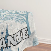 Whimsical Winter Castle Landscape in Blue & Grey テーブルクロス (インサイチュ)