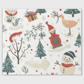 Whimsical Winter Christmas Patterns ラッピングペーパー (フラット)