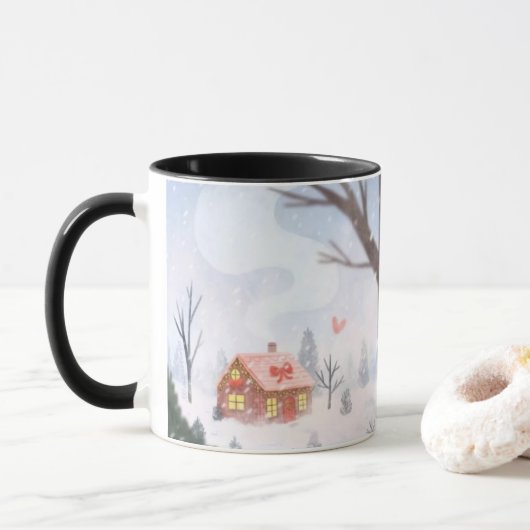 Whimsical Winter Cottage Mug マグカップ (ドーナツ)