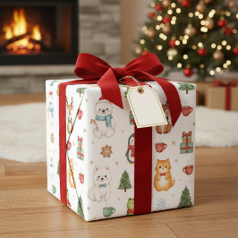 Whimsical Winter Critters Christmas Wrapping Paper ラッピングペーパー