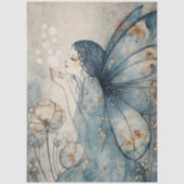 Whimsical Winter Fairy Blue Floral Decoupage 薄葉紙 (正面)