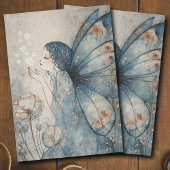 Whimsical Winter Fairy Blue Floral Decoupage 薄葉紙