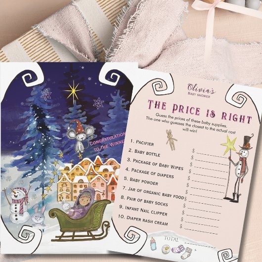Whimsical Winter Fairy Price is Right Baby Shower  招待状