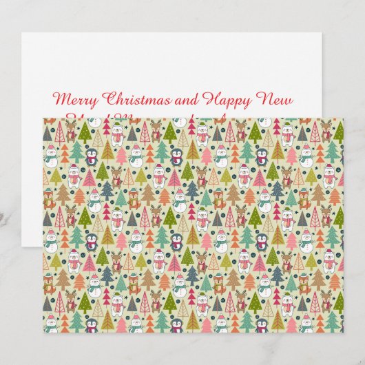 Whimsical Winter Forest Friends シーズンカード (正面/裏面)