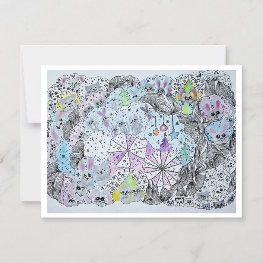 Whimsical Winter Forest Magical Creatures マグネット招待状 (正面)