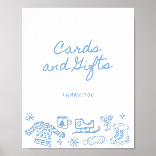 Whimsical Winter Hand Drawn Cards and Gifts ポスター (正面)