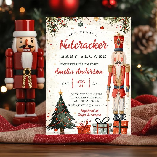 Whimsical Winter Nutcracker Christmas Baby Shower  招待状