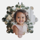 Whimsical Winter Onederland gold foil snowflakes オーナメントカード (裏面)