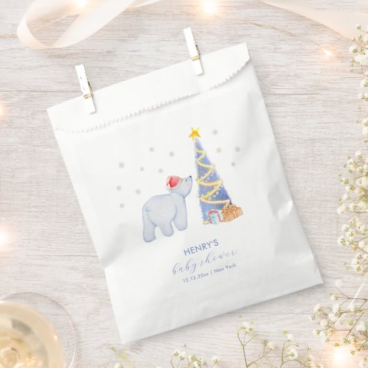 Whimsical Winter Santa Polar Bear Baby Shower  フェイバーバッグ (クリップ留めされた状態)