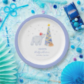 Whimsical Winter Santa Polar Bear Baby Shower  ペーパープレート (パーティー)