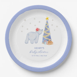 Whimsical Winter Santa Polar Bear Baby Shower  ペーパープレート