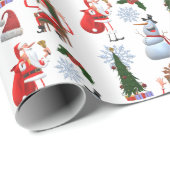 Whimsical Winter Tree with Santa and Snowman ラッピングペーパー (ロールコーナー)