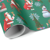 Whimsical Winter Tree with Santa and Snowman ラッピングペーパー (ロールコーナー)