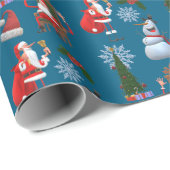Whimsical Winter Tree with Santa and Snowman ラッピングペーパー (ロールコーナー)