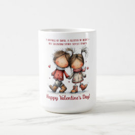 Whimsical Winter Valentine Kids Illustration コーヒーマグカップ