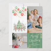 Whimsical Winter Village Merry Christmas 2 Photos シーズンカード (正面)