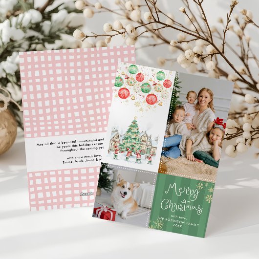 Whimsical Winter Village Merry Christmas 2 Photos シーズンカード