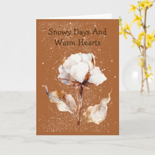 Whimsical Winter Wishes Snowy Greeting Card カード (黄色い花)