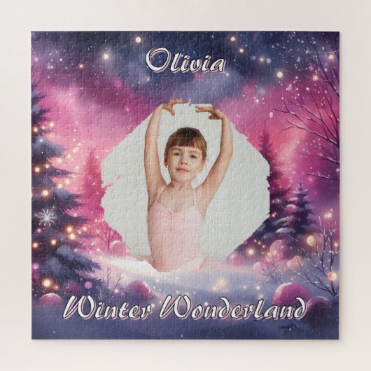 Whimsical Winter Wonderland Photo & Name ジグソーパズル (縦)