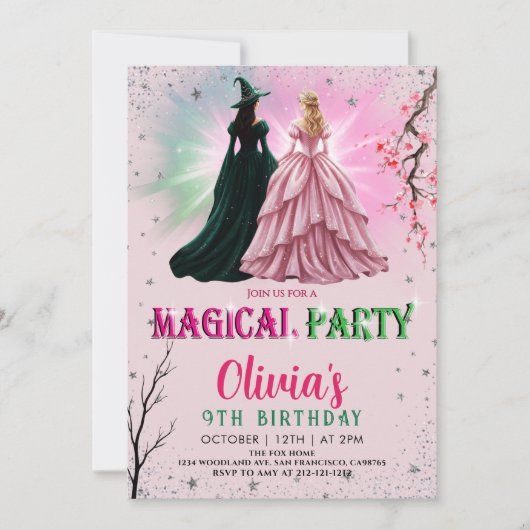 Whimsical Witch Birthday Party 招待状 (正面)