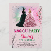 Whimsical Witch Birthday Party 招待状 (正面/裏面)