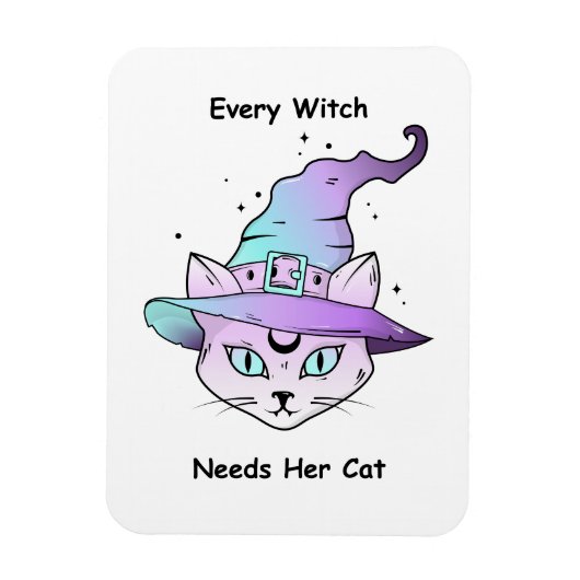 Whimsical Witch Cat マグネット (縦)