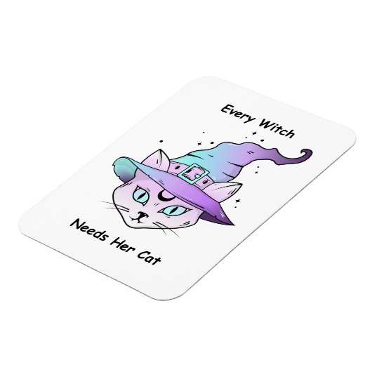 Whimsical Witch Cat マグネット (左側)